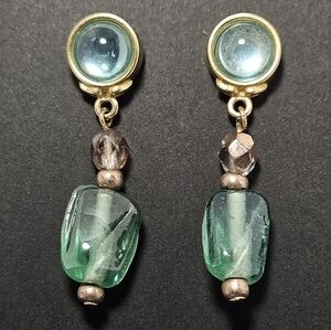 Elegant Gold and Green Dangle Earrings